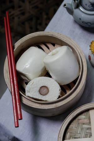 蒸笼-肠仔包-馒头-旧餐具-中餐 图片素材