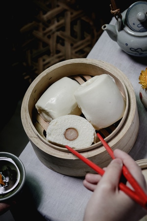 蒸笼-肠仔包-馒头-旧餐具-中餐 图片素材
