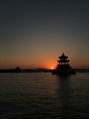 太湖-日落-夕阳-无锡统一嘉园-建筑 图片素材