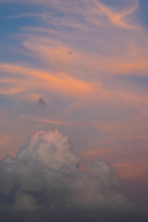 飞机-晚霞-云-天空-风景 图片素材