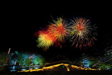 夜色-烟花-中秋节-无锡-鼋头渚 图片素材