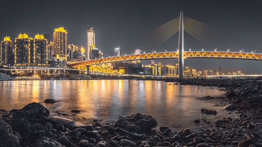 重庆-城市-河流-夜景-河流 图片素材