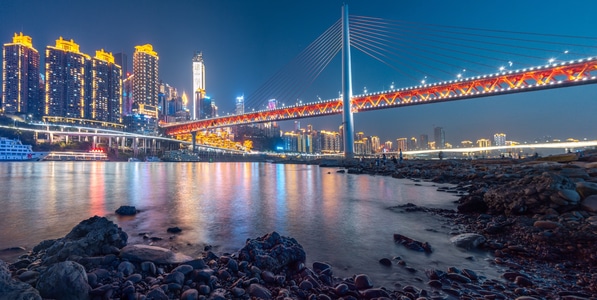 重庆-城市-河流-夜景-河流 图片素材