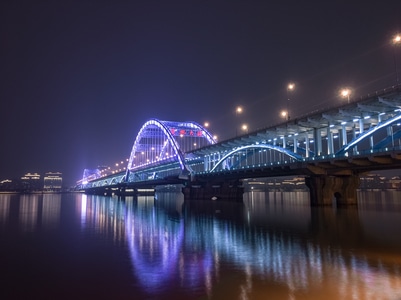 夜景-城市-桥-复兴大桥-钱塘江 图片素材