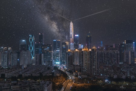 城市夜景-极简-建筑-深圳-高视角 图片素材