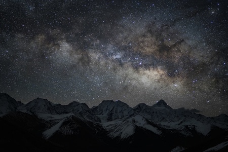 贡嘎-冷嘎措-雅哈垭口-星空-夜景 图片素材