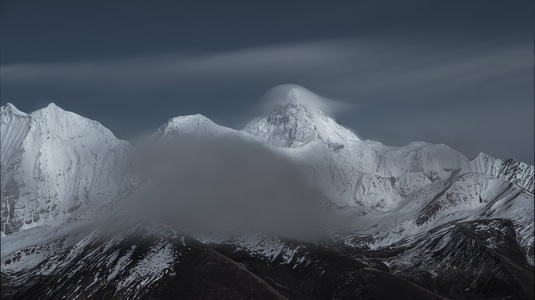 贡嘎也怕冷-帽子-围巾-雅哈垭口-风景 图片素材