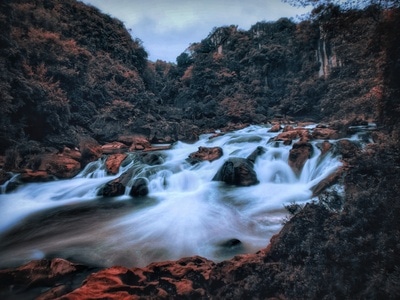 风景-瀑布-色彩-自然-瀑布 图片素材