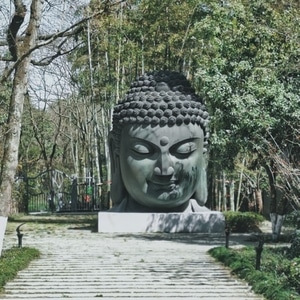 旅行-杭州-佛像-石像-佛首 图片素材