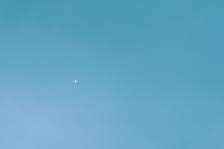 天空-色彩-天空-蓝天-飞机 图片素材