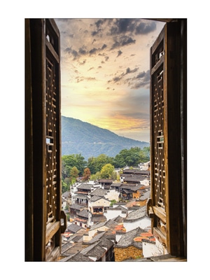 旅行-秋天-风景-房屋-古镇 图片素材