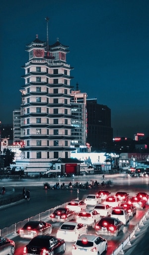 郑州市-城市色彩-手机摄影-iphone-二七塔 图片素材