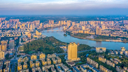 航拍-城市-风景-内江-城市 图片素材