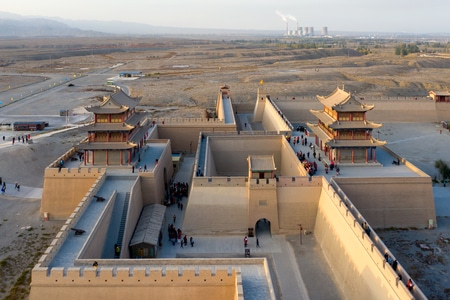 航拍-嘉峪关-古建筑-古城楼-城墙 图片素材