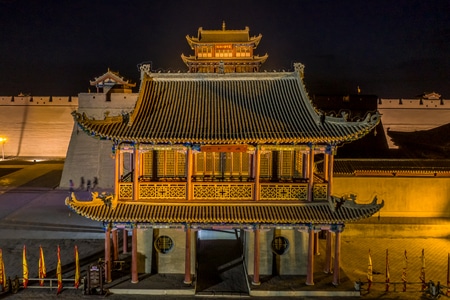 航拍-嘉峪关-古建筑-古城楼-城墙 图片素材