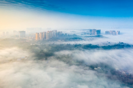 航拍-城市-风景-内江-城市 图片素材