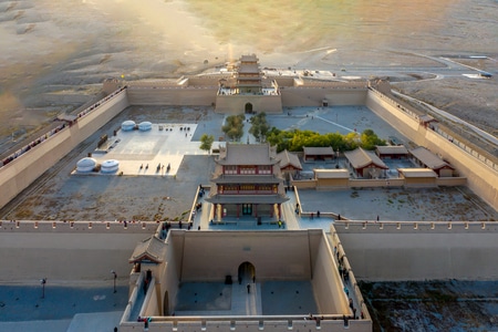 航拍-嘉峪关-古建筑-古城楼-城墙 图片素材