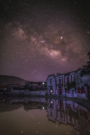 银河-新人-风景-夜景-房屋 图片素材