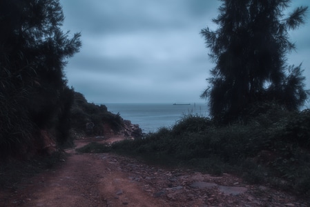 阴天-海滩-海-旅行-风光 图片素材