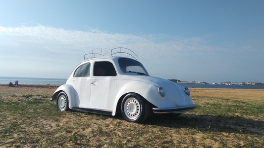 小白车-威高海洋公园-沙滩-威高海洋公园-车 图片素材