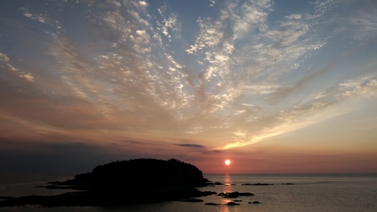 小石岛-落日-大海-海岛-海面 图片素材