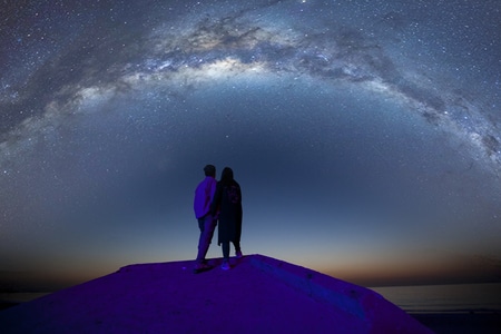 银河-情侣-看星空-威海-夜晚 图片素材