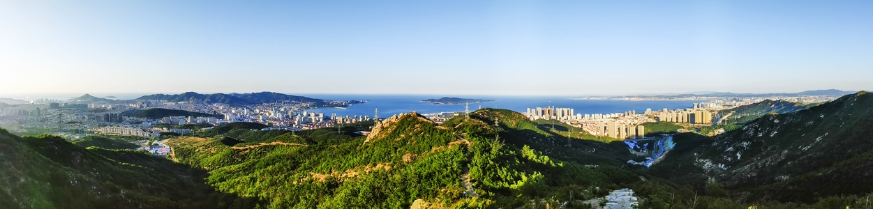威海湾-里口山-刘公岛-蓝天-风景 图片素材