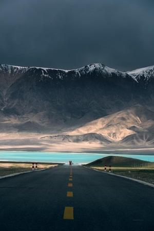 风光-公路-湖泊-雪山-西藏 图片素材