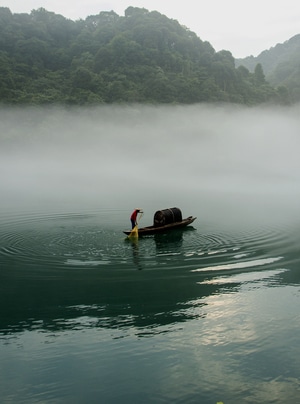 生活-江湖-晨曦-渔民-风光 图片素材