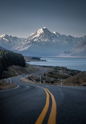新西兰-库克山-公路-旅行-风光 图片素材
