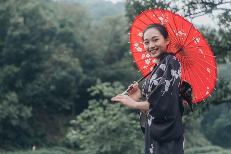 杭州-梅家坞-和服-人像-美女 图片素材