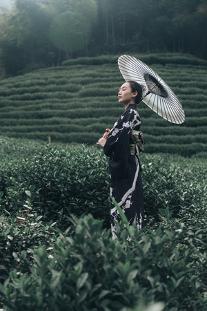 杭州-梅家坞-和服-人像-美女 图片素材