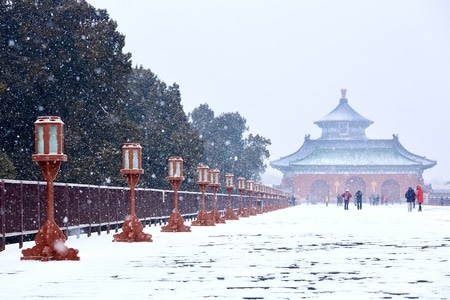 雪-天坛-古建筑-天坛-灯 图片素材