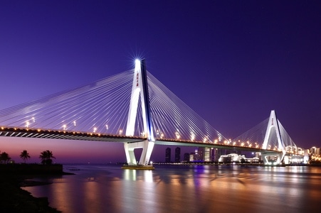 海口-世纪大桥-世纪大桥-夜景-海口 图片素材
