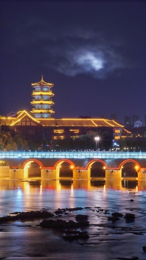夜景-喷泉-夜景-夜景-城市 图片素材