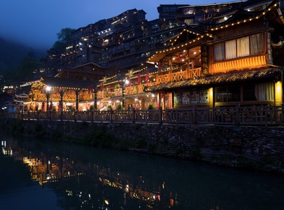 苗寨-建筑-街道-街景-倒影 图片素材