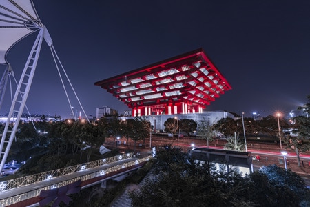 蓝-中国-上海-爬楼-夜色 图片素材
