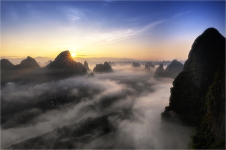 风光-自然-日出-山峰-山 图片素材