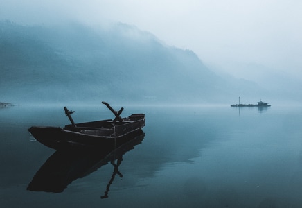 在路上-风景-河流-渔船-纪实 图片素材