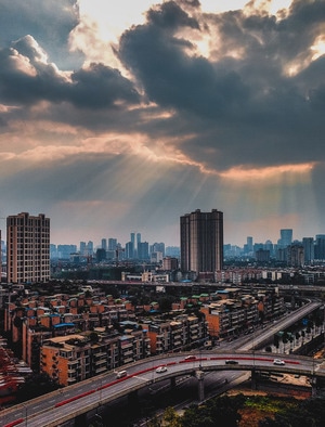 城市风光-建筑-高架桥-在路上-光影 图片素材