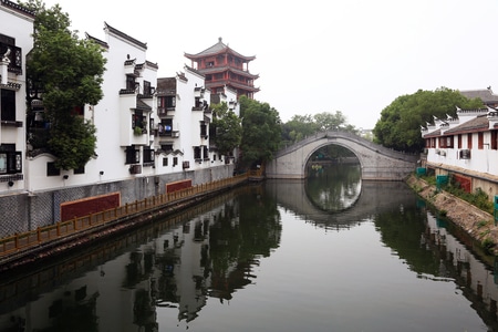 旅游-风光-河流-房屋-古镇 图片素材