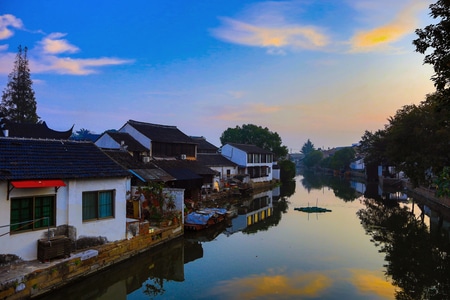 旅游-风光-房屋-河流-古镇 图片素材