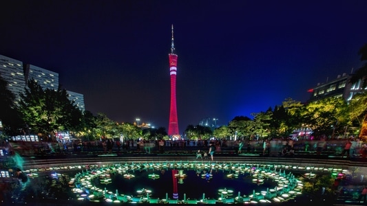 广州-节日的海心沙-风景-夜景-广州塔 图片素材