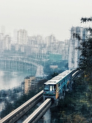 手机摄影-你好2020-重庆-轻轨-城市 图片素材