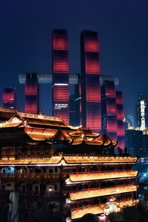 你好2020-手机摄影-重庆-城市风光-来福士 图片素材