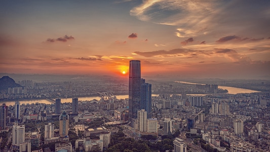 上帝视角-日落-柳州-艺术风光-天空 图片素材