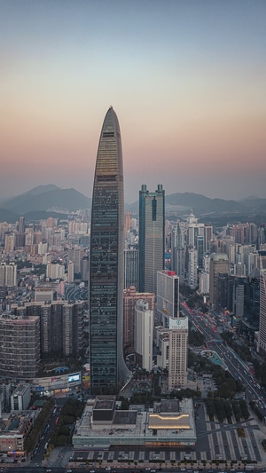 深圳-艺术风光-晚霞-大厦-城市风光 图片素材