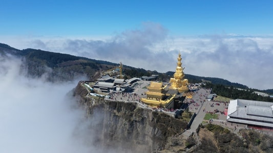 无人机-航拍-大疆-四川-金顶 图片素材