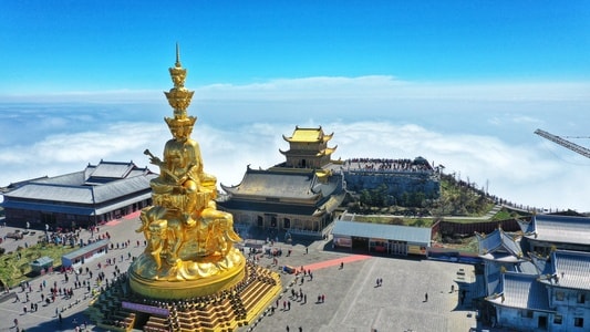 成都-峨眉山-金顶-寺庙-宗教 图片素材