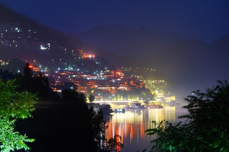 旅行-龚滩古镇-夜景-乌江-龚滩古镇 图片素材